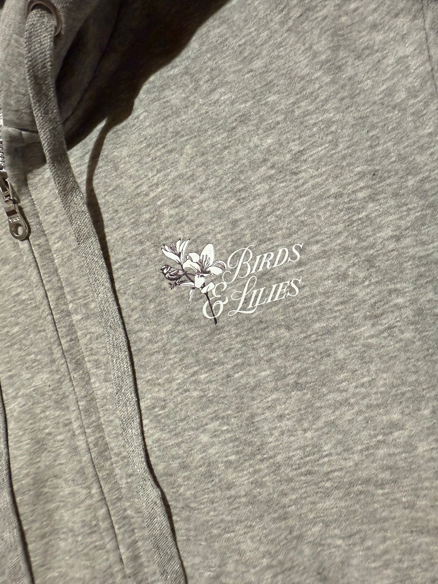 Birds & Lilies Zip Down Hoodie